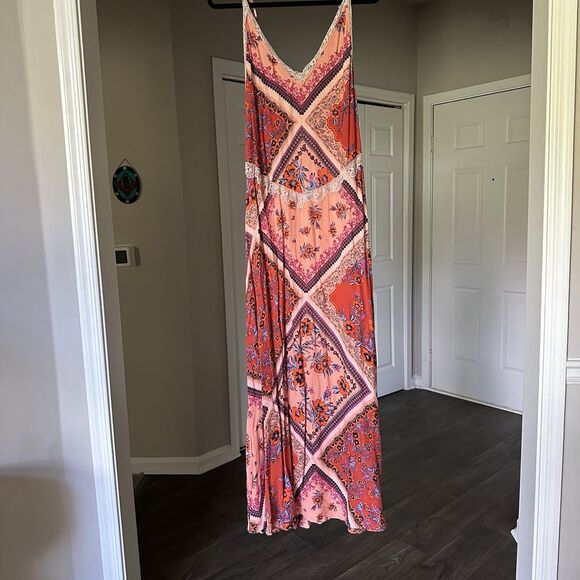 Free People Intimately Stevie Scarf Maxi Dress Lace Trim Size Medium Romantic - Picture 2 of 11